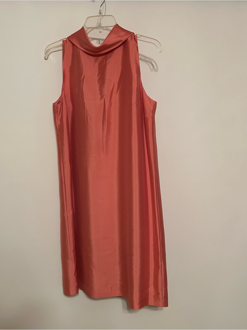Talbots Coral Sleeveless Satin Midi Dress with Cowl Neck